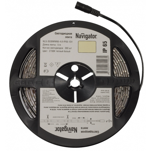 Лента светодиодная Navigator NLS-3528WW60-4.8-IP65-12V R5 Warm