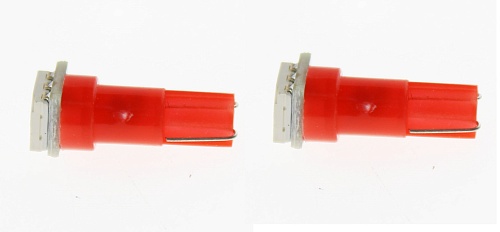 Светодиодные лампы T5 (W1.2W) 12V 5050 1 SMD LED Red Lumen 2шт