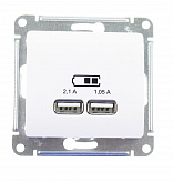 Розетка 2-ая с/у USB Schneider Electric Glossa 2,1A и 1,05A белый