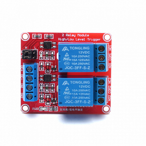 Модуль реле 2 канала (12В, 10А) для Arduino