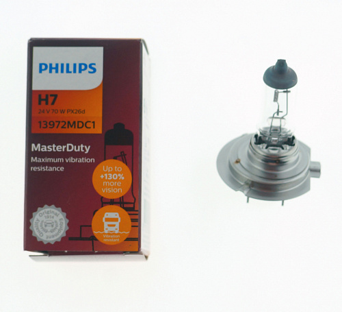 Галогенная лампа головного света H7 Philips MasterDuty 3200K 24V 70W PX26d 13972MDC1 Галогенная лампа головного света H7 Philips MasterDuty 3200K 24V 70W PX26d 13972MDC1