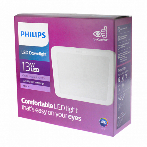 Светильник квадратный Philips 59465 MESON 125 13W WH SQ recessed (13Вт, 960Лм, 4К)