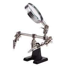 Держатель для плат с линзой Rexant 12-0251, 2 зажима, чугун, лупа (3х) 60мм