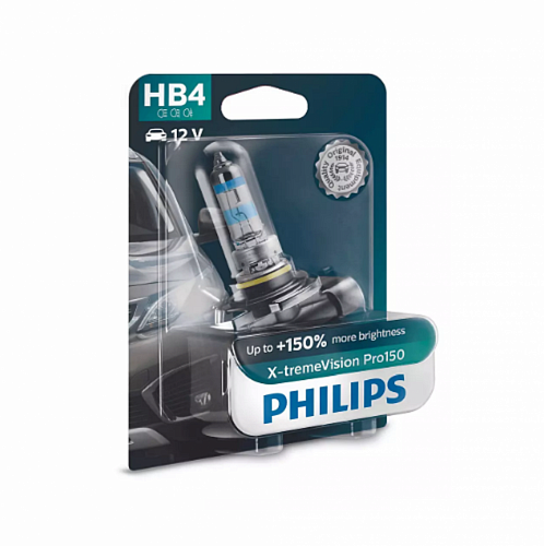 Галогенная лампа головного света HB4 Philips X-treme Vision Pro150 3450K 12V 51W P22d 9006XVPB1 блистер