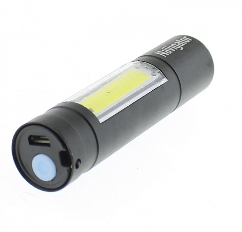 Светодиодный фонарик-брелок Navigator NPT-KC06-ACCU брелок.алюм.1 LED, 1 Вт + 1 COB LED, 3,3 реж,
