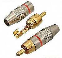 RCA штекер на кабель RP-213 (красный, металл GOLD)
