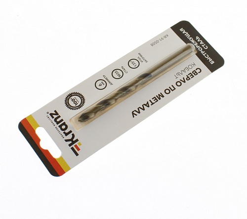 Сверло по металлу Kranz 6,0х93х57 мм HSS, «Кобальт» 1 шт