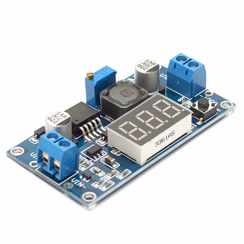 DC-DC стабилизатор понижающий (вход 4-40В выход 1.25-35В, 3А)  с вольтметром, на м/с LM2596      