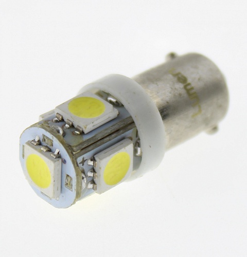 Светодиодная лампа T4W (BA9s) 12V 5050 5 SMD LED White Lumen