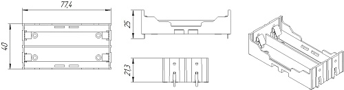 Батарейный отсек 2x18650 на плату