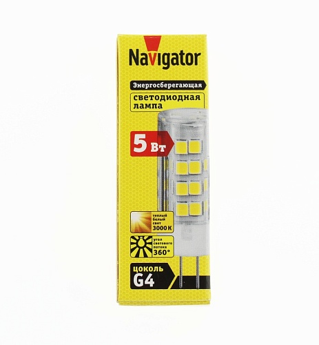Лампа Navigator NLL-P-G4-5-230-3K (аналог 40Вт, 400лм, теплый белый)