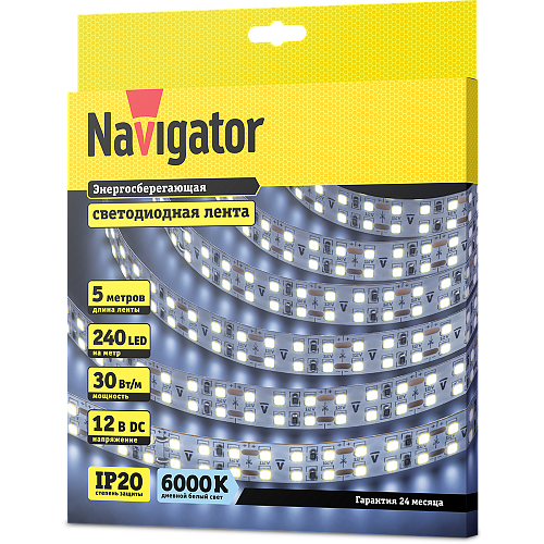 Лента светодиодная Navigator NLS-2835CW240-30-IP20-12V