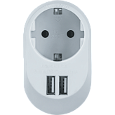 Переходник с з/к 1 гнездо (евро) + USBx2 (3.4A) Navigator (NAD-USB01-1E-C-WH)