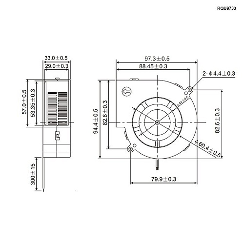 Вентилятор Ruichi RQU9733MS 97x97x33мм 0.35A 12V