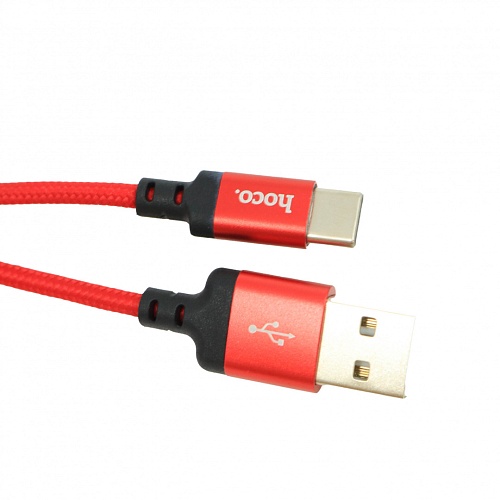 Шнур HOCO X14 USB Type-C/ 1m/ 2A/ Нейлон/ Red&Black