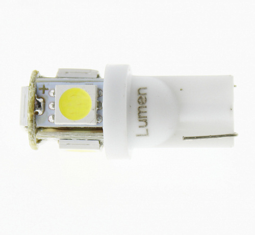 Светодиодная лампа T10 (W5W) 12V 5050 5 SMD LED White Lumen