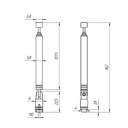 Антенна телескопическая D6mm 160-655mm AST-11