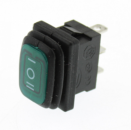 Переключатель клавишный SB008 IP65 on-off-on зеленый