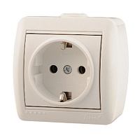 Розетка Lezard Nata о/у 1-ая с з/к керамика 250V 16A белая