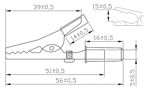 Зажим "Крокодил"  10A, 51мм (черный), Зажим "Крокодил"  10A, 51мм (черный)