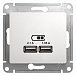 Розетка 2-ая с/у USB Schneider Electric Glossa 2,1A и 1,05A белый