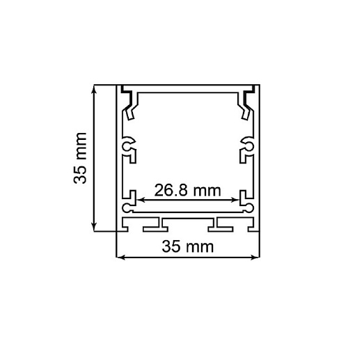 Профиль накладной CAB256 (POWER) 2000*35*35 мм серебро (в комплек: матов экран, 2 заглуш, 4 крепежа)