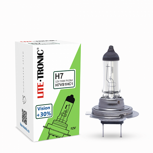 Галогенная лампа головного света H7 Lite-Tronic Vision+30% 12V 55W PX26D 