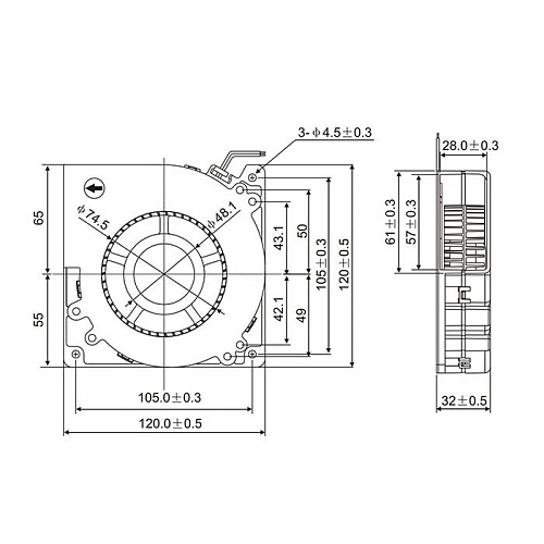 Вентилятор Ruichi RQU12032MS 120x120x32мм 0.5A 12V