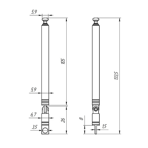 Антенна телескопическая D6mm 130-500mm AST-5