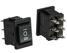 Переключатель клавишный KCD1-203-1-C6-B/6P on-off-on черный