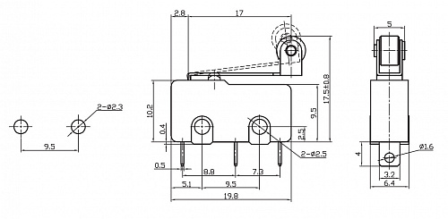 Микропереключатель MSW-13 on-(on) (5A/250V)