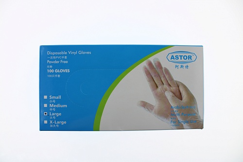 Виниловые перчатки, размер L, 50 пар (упак)