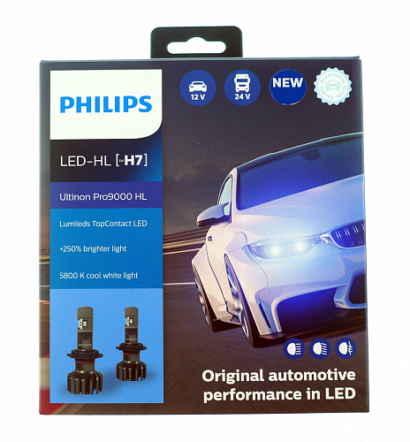 Светодиодная лампа H7 Philips Ultinon Pro9000 LED-HL 5800K 13,2V 11972U90CWX2 2шт