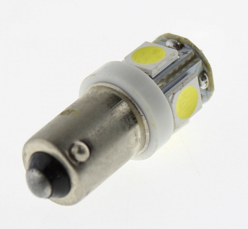 Светодиодная лампа T4W (BA9s) 12V 5050 5 SMD LED White Lumen