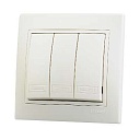 Выключатель Lezard Mira с/у 3-кл 250V 10А бежевый