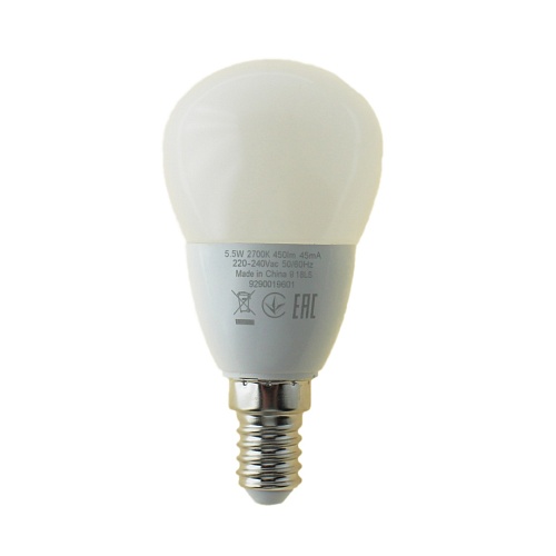 Лампа "шар" Philips Essential  LED 5.5W E14 827 P45 (аналог 60Вт, 520Лм, 2,7К)