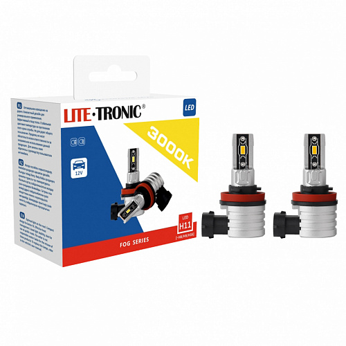 Светодиодная лампа H11/H8/H9/H16  LITE-TRONIC FOG LED 3000K 12V H11FSLEDX2 2шт
