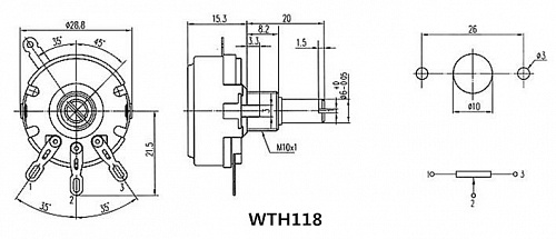 WTH118-1A  2W 47.0K, Резистор регулировочный