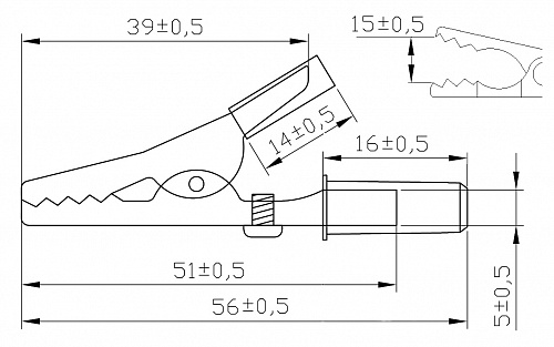 Зажим "Крокодил"  10A, 51мм (черный), Зажим "Крокодил"  10A, 51мм (черный)