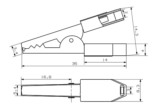 Зажим "Крокодил"   4А, 35мм (красный), Зажим "Крокодил"   4А, 35мм (красный)