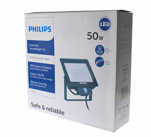 Прожектор с датчиком движения Philips BVP150 50W NW SWB MDU IP65 (50Вт, 4250Лм, 4К, 200х194х45)