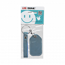 Чехол для брелока метки (бирюзовая кожа, белая окантовка)