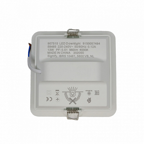 Светильник квадратный Philips 59465 MESON 125 13W WH SQ recessed (13Вт, 960Лм, 4К) 1 Повреждена упаковка