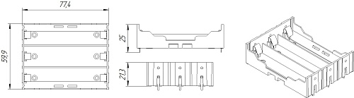 Батарейный отсек 3x18650 на плату