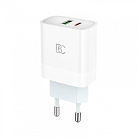 Зарядное устройство BC C62 (18W, USB-A, USB-C, QC3.0, PD,2 порта) белый