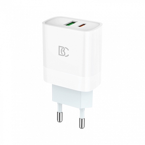 Зарядное устройство BC C62 (18W, USB-A, USB-C, QC3.0, PD,2 порта) белый