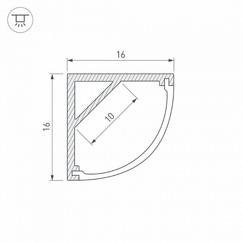 Профиль угловой ARH-KANT-H16-2000 ANOD (2000х16х16мм) анодированный
