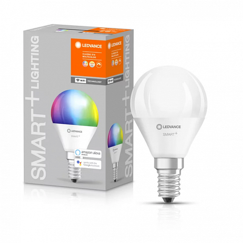 Лампа "шар" светодиодная Ledvance Smart+ WiFi P40 5W 470lm RGB+White (2700...6500К) 230V E14