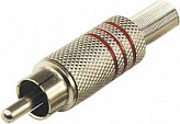 RCA штекер на кабель с пружиной под винт (красный, металл)