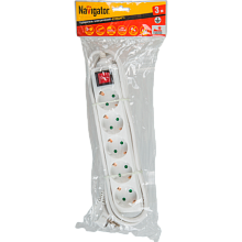 Удлинитель с з/к 5 гнезд 5 метров с выключетелем Navigator (NPE-S-05-500-ESC-3x0.75)